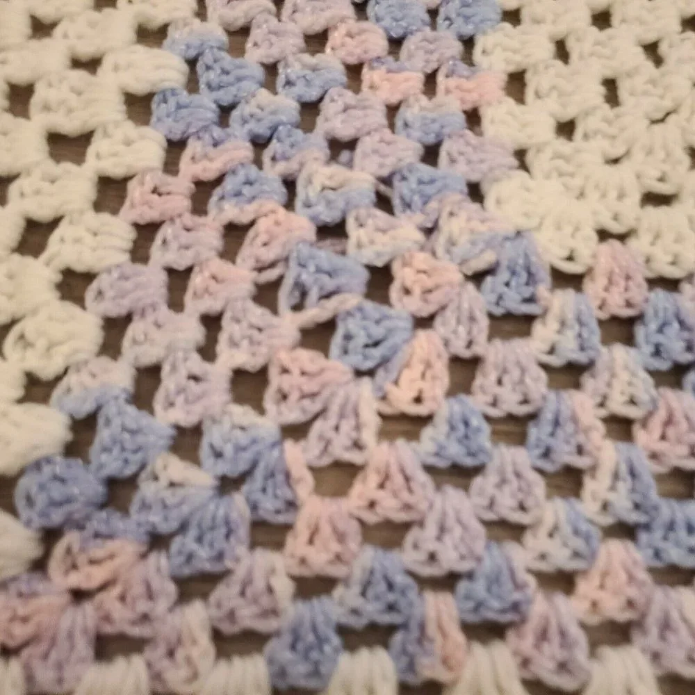 Crochet‎ Baby White Blanket Nursery Afghan Blanket Throw Couch 40 x 40 Handmade